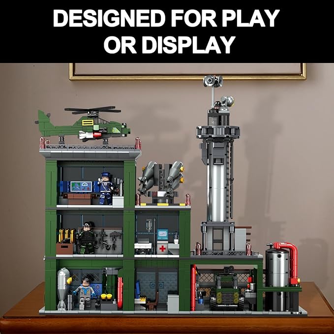 Military Base Building Set for Adults – 1753 PCS Army Model Kit with Vehicles, Helicopter & Figures, Model Building Kit for Adult, Room Decor, for Men, Teen