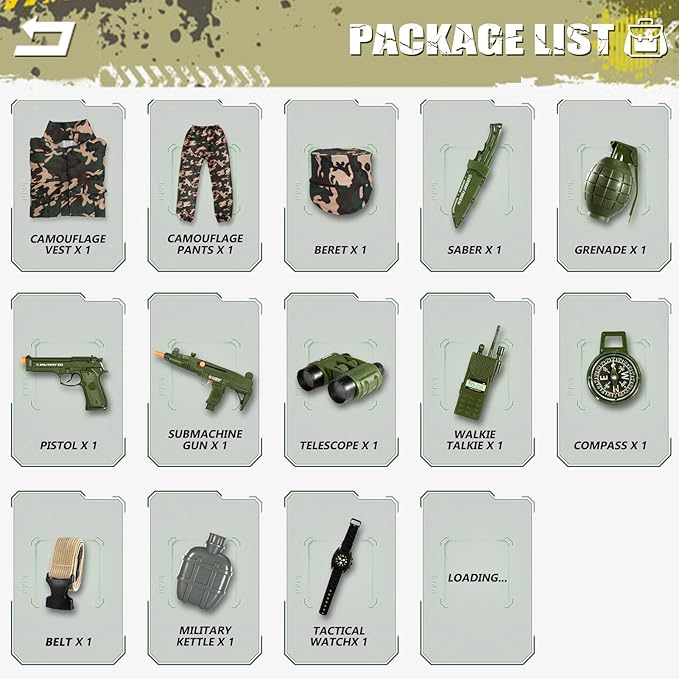 Army Costume for Boys, Halloween Boys Costume Military Soldier Pretend Set, Halloween Party Costumes for Boys 3-10