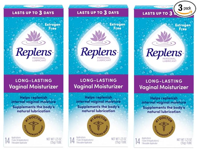 Replens Long Lasting Vaginal Moisturizer, 35 g (Pack of 3) 14 Applications and One reusable applicator by Replens
