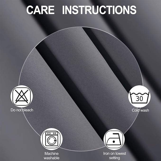 LEMOMO Blackout Curtains 66 x 54 Inch Long Grey Curtains Set of 2 Panels Room Darkening Curtains for Bedroom and Living Room