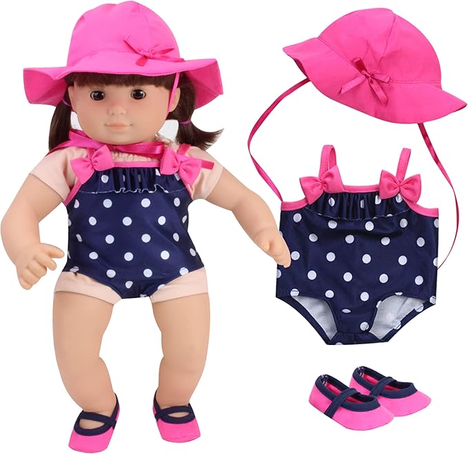 Sophia's Polka Dot Bathing Suit Set for 15'' Dolls, Navy/Pink