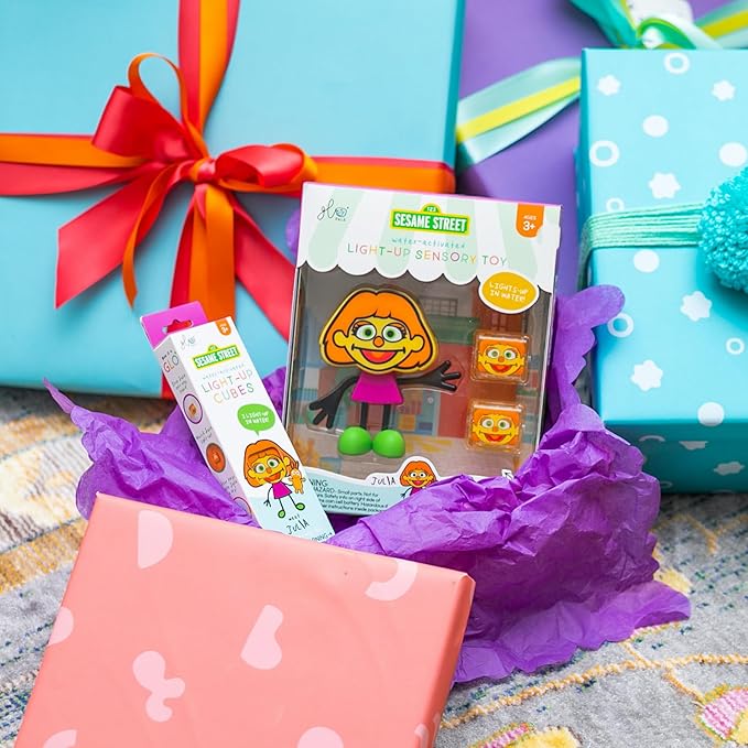 Glo Pals x Sesame Street Water-Activated Light-Up Cubes for Sensory Play (Julia - Cubes with Character) - Valentine Day Gift