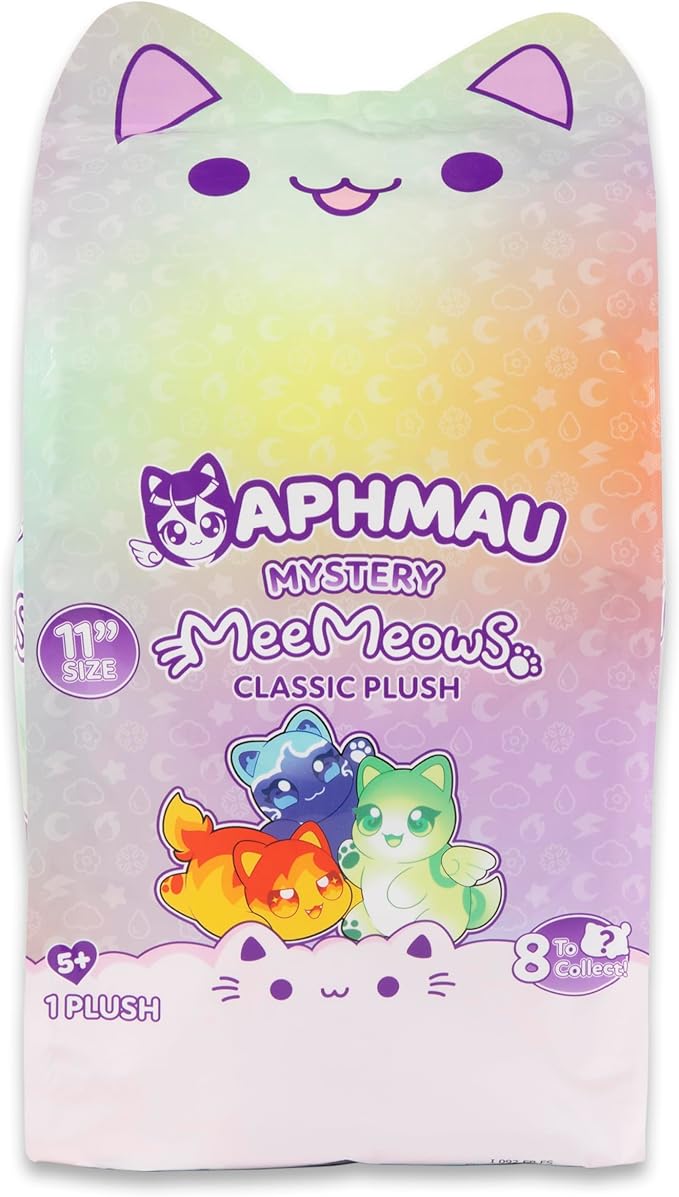 Aphmau MeeMeows 11” Classic Mystery Plush, Elemental, YouTube Minecraft Gaming Channel, Plush Mystery Box, Blind Box, 1 of 8 Possible Elemental MeeMeows, Official Merch
