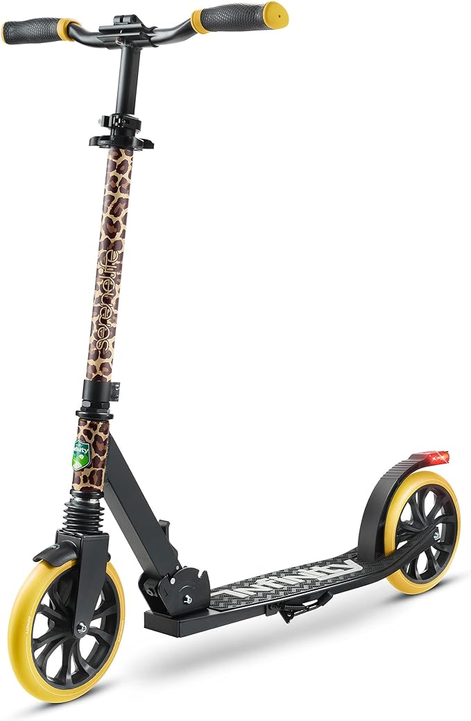 SereneLife Two Wheel Scooter for Teens, Smooth Gliding Kick Scooter for Adults w/Adjustable Height for Ages 8+, Portable All Terrain Scooter w/Carry Straps, Easy to Fold