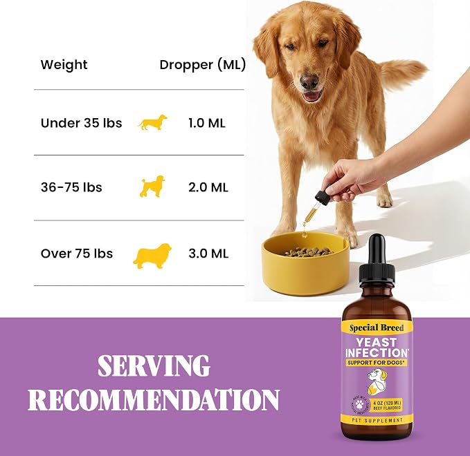 Natural Yeast Infection Relief for Dogs – Itchy Skin & Ear Treatment, Supports Allergy & Immune Health, Reduces Itching, Irritation & Inflammation, Liquid Drops, 4oz