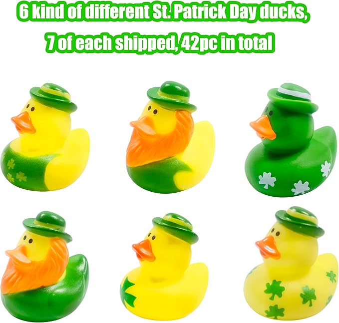 36 Pcs St. Patrick's Day Rubber Ducks,Baby Showers Accessories,Mini 2.16" Duckies Bath Toys for Kids St. Patrick's Day Party Favors,Gift Exchange (St. Patrick's Day)