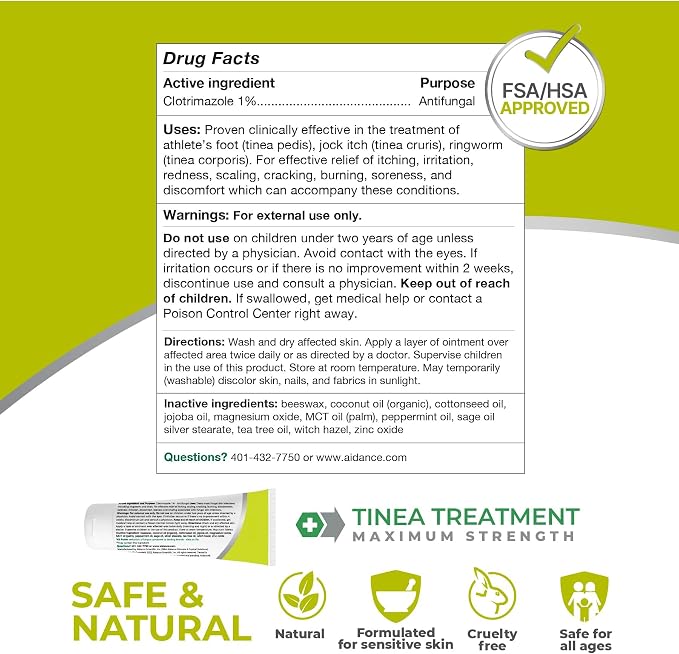 terrasil Tinea Versicolor Treatment Cream Max Strength, Antifungal Tinea Cream, Clinically Proven 1% Clotrimazole, Helps with Most Ringworm & Fungal Infections, Soothing Relief of Itchy Dry Skin (1oz)