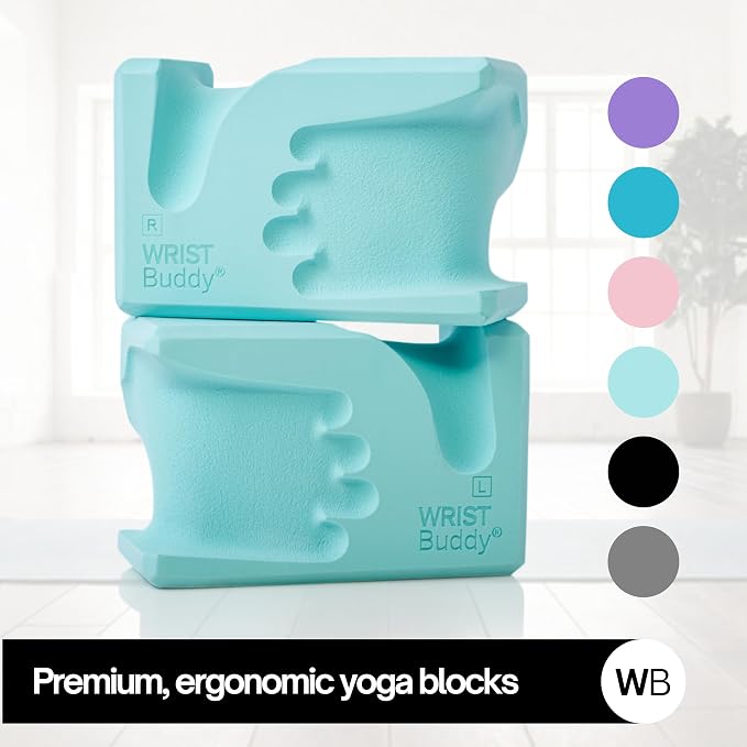 WRISTBuddy® Hand-Shaped Ergonomic Yoga Blocks for Optimal Wrist Support During Yoga, Pilates, Pushups, Planks, and Handstands - Patented Non Slip Blocks for Enhanced Stability and Comfort.