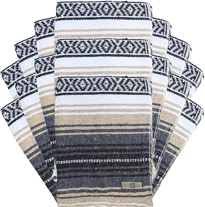 Open Road Goods Bulk Falsa Blankets - Handwoven Authentic Mexican Falsa - Great for Weddings, Yoga, Beach, Picnics, or Mexican Throw! (Tan, 15 Pack)