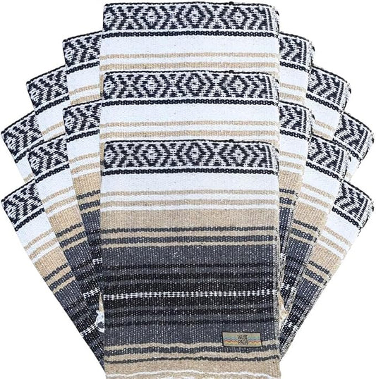Open Road Goods Bulk Falsa Blankets - Handwoven Authentic Mexican Falsa - Great for Weddings, Yoga, Beach, Picnics, or Mexican Throw! (Tan, 15 Pack)
