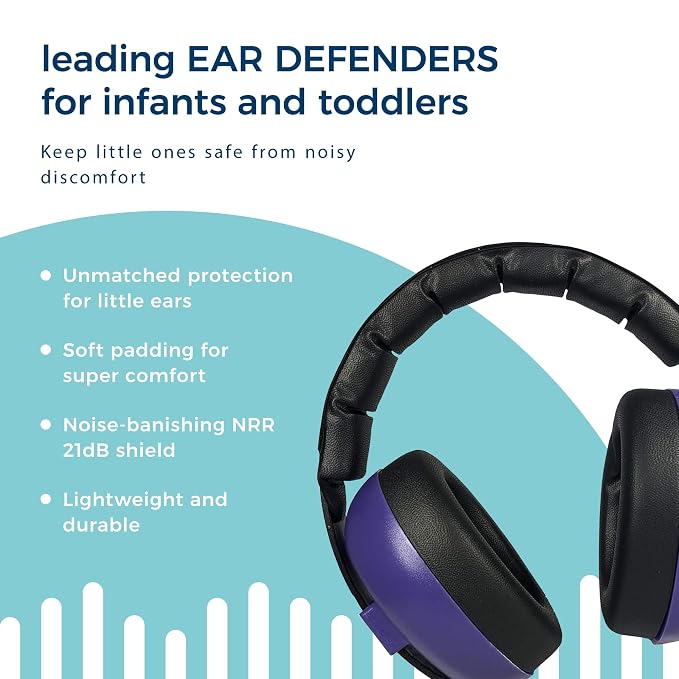 BANZ Baby Earmuffs – Noise Cancelling Headphones for Infant & Toddler Hearing Protection, Baby Ear Muffs Noise Protection, ANSI Certified, Ages 0–2 Years, Adjustable - Dark Purple