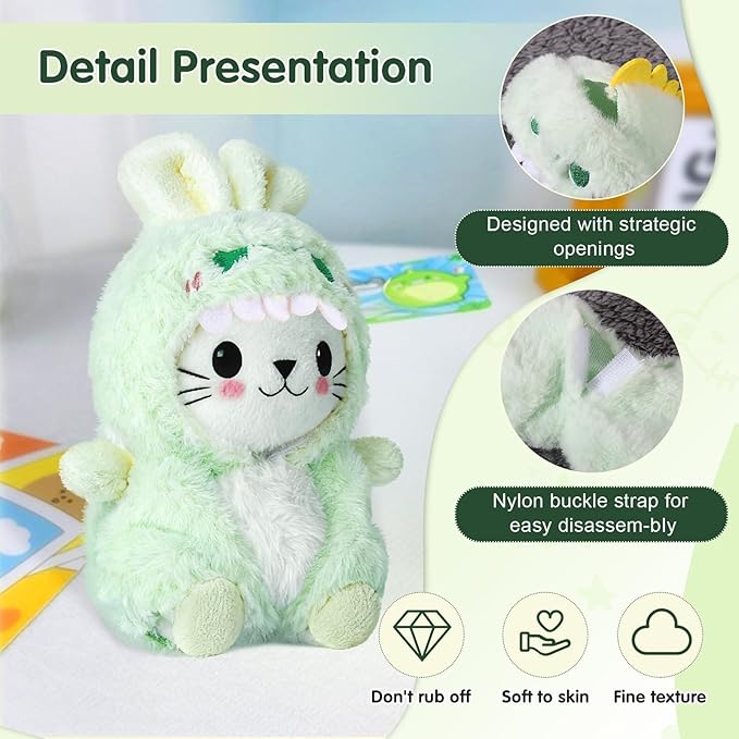 2 PCS Clothes for 17cm Doll Cloth, Dress up Animal Style Outfits with Tails, Boys and Girls Stylish Adorable Dolls Clothes Accessories (No Doll)(Dinosaur)
