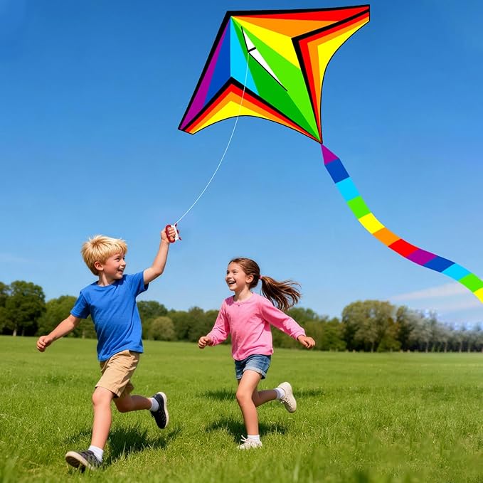 Delta Kites Airplane Kites for Kids & Adults, Delta Multicolor Beach Kite for Kids Age 4-8 8-12 Easy to Fly for Beginners, Easy to Assembled Colorful Kite for Beach Outdoor Toy Games & Family Trip