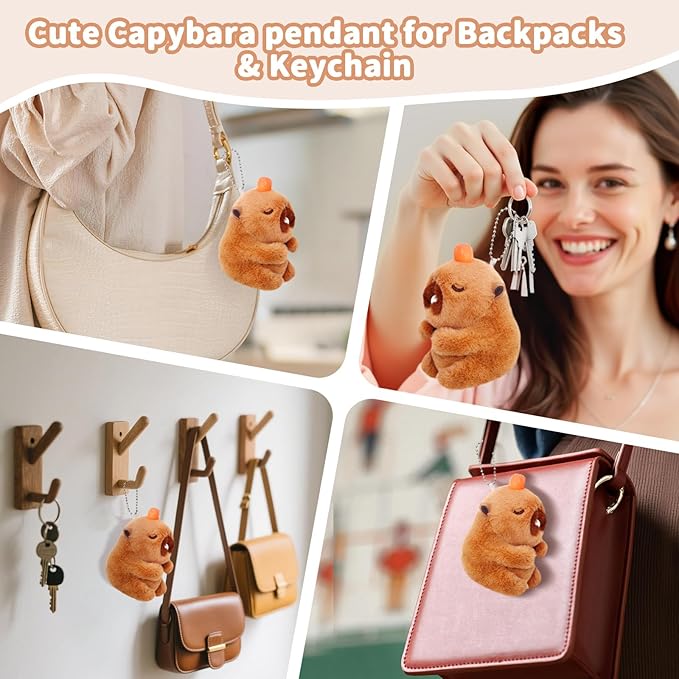 Cute Capybara Plush Toy with Bubble Capibara Stuffed Animal for Back to School Gifts, Keychain & Backpack Charm, Desk Decor, Birthday Party Favor, Stress Relief Toys for Kids Aduts (Style A)