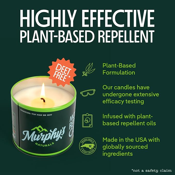 Murphy's Naturals Mini Mosquito Bug Repellent Candles for Outdoor Patio, Citronella & Essential Oils, 14-Hour Burn Time Each, 3.5 oz, 9-Pack