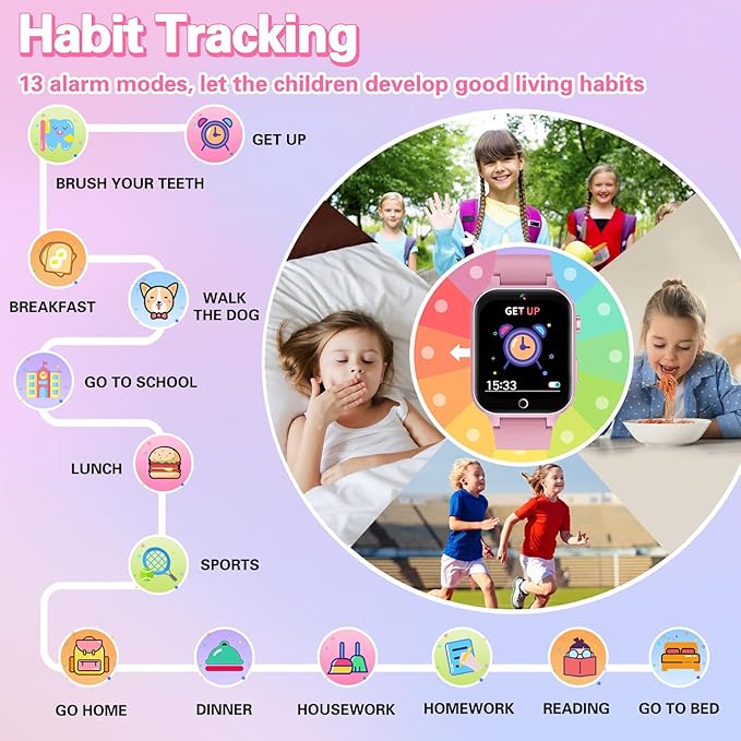 Kids Smart Watch Girls Gift for Girl Aged 6-12, HD TouchScreen Kids Watch with 39 Games Video Camera Music Pedometer Audiostory Learn Card Educational Toys Birthday Gifts for Girls Ages 5 6 7 8 9