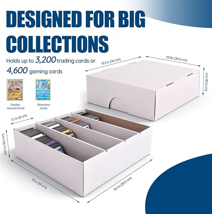 CHAIARRY 4-pack Sports Card Storage Boxes 3200 Count, Cardboard Trading Card, Large Capacity Card Cases for Baseball Cards, Sports Cards, TCG, MTG & All Trading Card Games