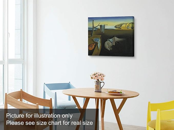 Niwo ART - Persistence of Memory, World's Most Famous Paintings Series, Canvas Wall Art Home Decor, Gallery Wrapped, Stretched, Framed Ready to Hang (24"x20"x3/4")