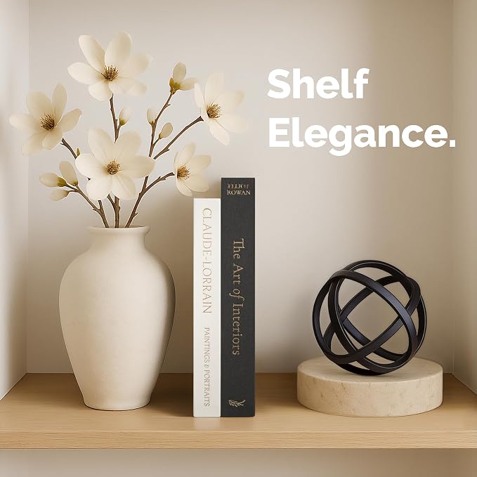 Vine Creations Decorative Books - Set of 2 Linen Hardcover Boxes with Storage - Aesthetic Fake Books for Decoration for Home, Shelf, Bookshelf Decor, Coffee Table Decor, as Storage or Keepsake Box