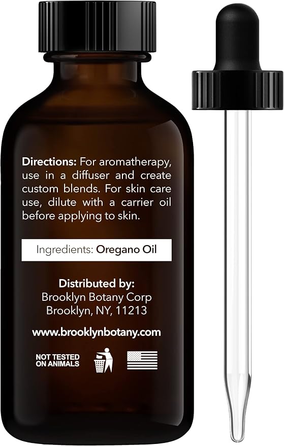 Brooklyn Botany Oregano Essential Oil - 100% Pure and Natural - Premium Grade Oil with Dropper - for Aromatherapy and Diffuser - 1 Fl Oz