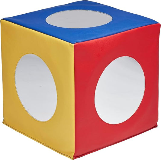 Back2School Express Peek ‘n’ See Sensory Activity Mirror Cube for Babies 6+ Months - Tummy Time Baby Mirror Toy, Infant Development Soft Foam Play Block, Montessori Baby Toys, Assorted