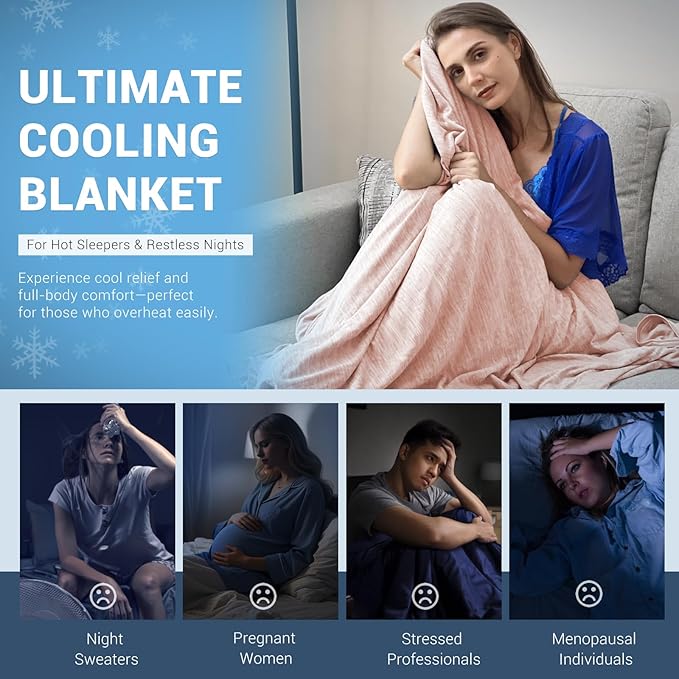 Elegear Arc-Chill 3.0 Cooling Blankets for Hot Sleepers, Queen Size, Pink | Q-Max>0.5 Cooling Fabric, Absorbs Heat to Keep Body Cool, Breathable Summer Blankets for Night Sweats & Menopause, 79"x86"