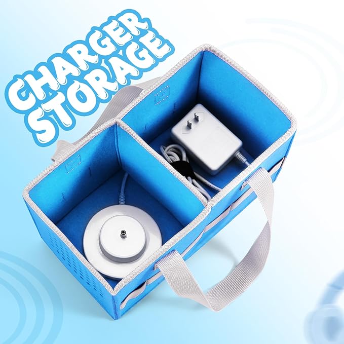 Carrying case for Toniebox Audio Player and Figurines Starter Set,Felt Organizer Bag,Travel for toniebox 2 Earphone and charger accessories portable bag (Blue)
