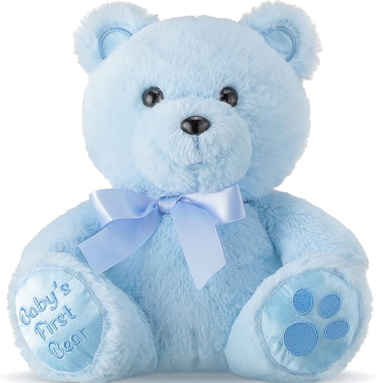 Chalyna 10 Inch Bear Animal Gift First Bear Baby Shower Plush Toy Stuffed for Shower Wedding Birthday Christmas Favor(Blue)