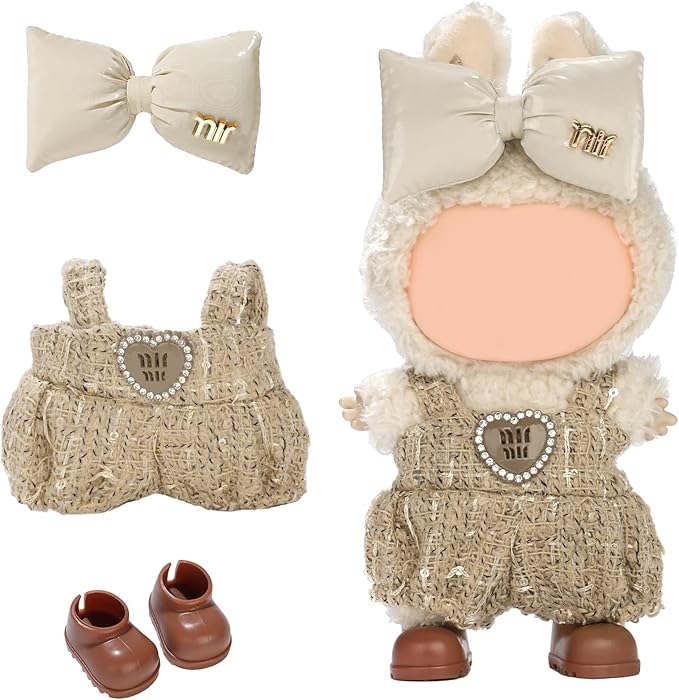 Cute Clothes for Doll Design Outfit Blind Mystery Box Accessories Mini La Boo-Boo Blah Bu Bu BuLafufu Ropa Plush Toy Stuff Dress Overalls Pajamas Hoodie Khaki