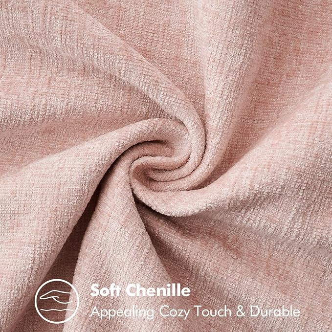 MIULEE Decorative Couch Throw Pillow Covers 18x18 Inch Pink 2 Pack | Farmhouse Pillow Covers with Stitched Edge, Soft Chenille Cushion Cases, for Sofa Bed Living Room Home Decor