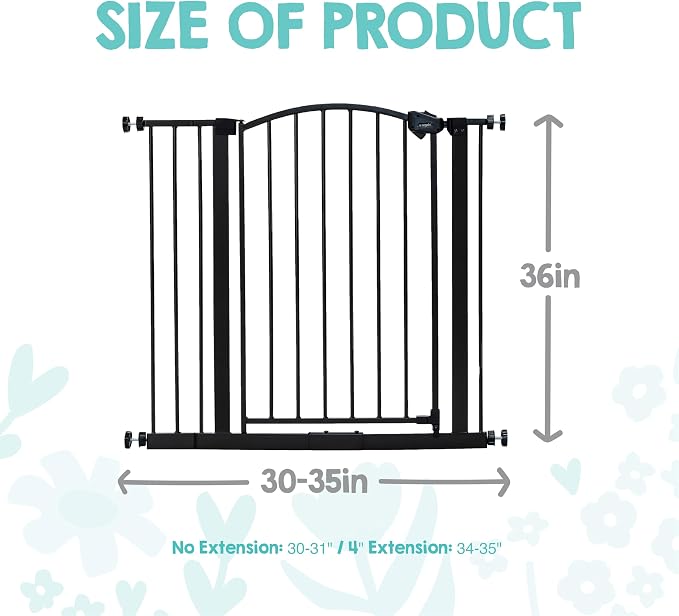Regalo Easy Step Extra Tall Arched Décor Walk Thru Baby Gate, Includes 4-Inch Extension Kit, 4 Pack Pressure Mount Kit and 4 Pack Wall Mount Kit, Bronze, 36-Inches Tall (Pack of 1)
