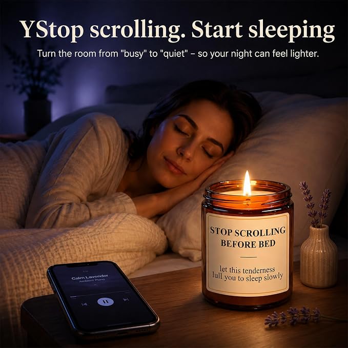 Lavender Candle for Relaxation - Aromatherapy Candles for Stress Relief & Sleep - 7oz Soy Candles for Home Scented, Calming Candles Gifts for Women Soothing Relaxing - Stop Scrolling Before Bed