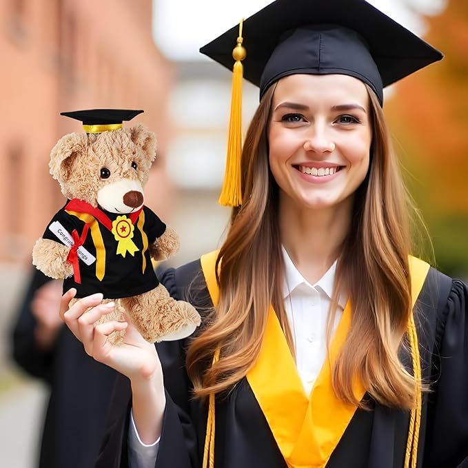 Set of 2 Graduation Teddy Bear Clothes Cap & Gow Outfit Fits Make Your Own Most 8" - 13" Bear Plush Stuffed Animal Outfit Pet Dog Doll Cap and Gown Build a Bear Clothes(Graduation F, Fit 8"-13")