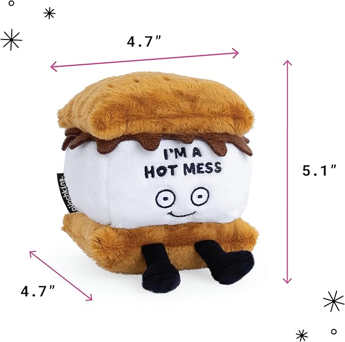 S'Mores Plushie - I'm A Hot Mess Sassy Smores Plush, Gift for Chocolate Lovers, Food Plush Toy for Gifting