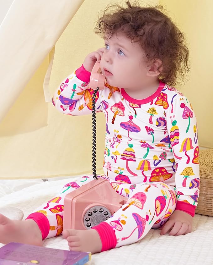 Bamboo Viscose Toddler Girls Kids Pajamas Unicorn Mermaid Pjs Long Sleeve Snug fit 12M-8Y 2pcs Soft Jammies