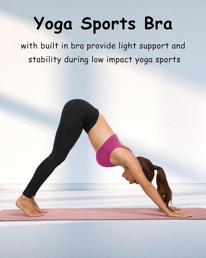 QUOJIZY Sports Bras for Women Open Back Workout Tops for Women Yoga Bra Spaghetti Straps Twist Back