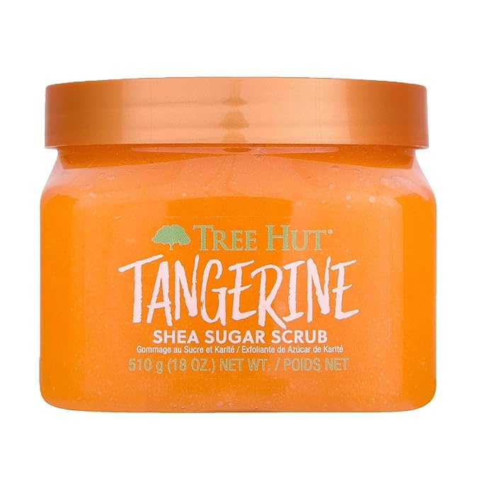 Tree Hut Tangerine Shea Sugar Scrub, Exfoliating, Hydrating & Moisturizing Body Scrub with Shea Butter & Nourishing Essential Oils, Smooth & Soften Skin, 18 oz