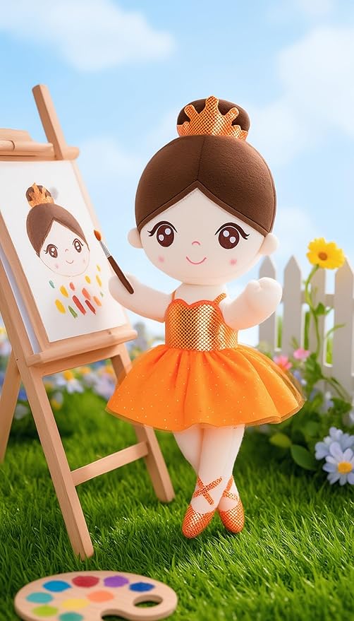 Gloveleya Baby Girl Gifts Dolls Soft Plush Toy Ballet Girl Doll Orange 14 Inches with Gift Box…