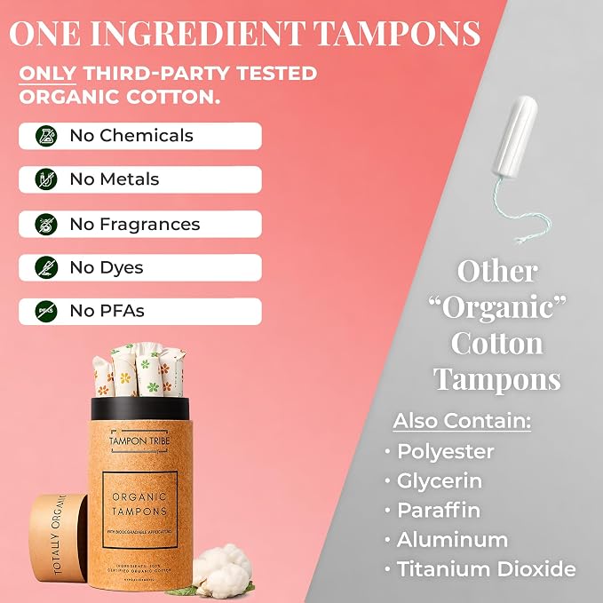Tampon Tribe Super Plus Organic Tampons for Women | 72 Non-Toxic Tampons | Natural 100% Organic Cotton, Hypoallergenic, Metal and Chemical Free with Biodegradable Applicator | (72 Count - Super +)