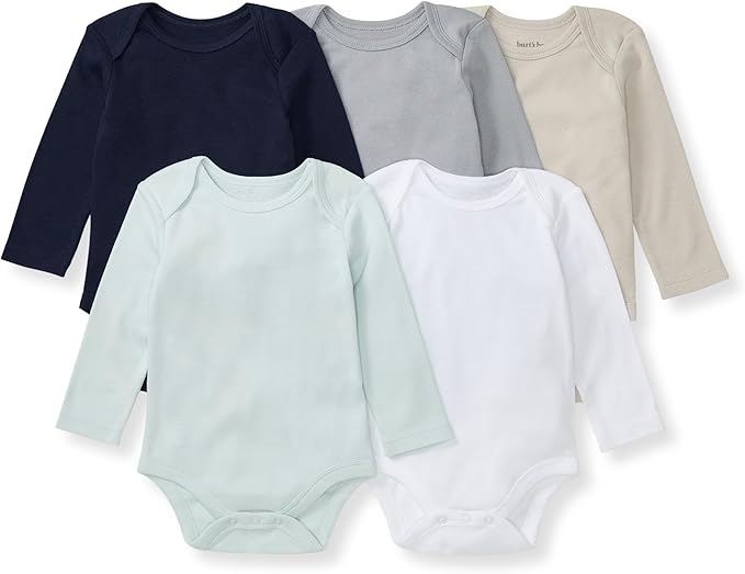 Burt's Bees Baby Bodysuits, Short Sleeve and Long Sleeve One-Pieces, 100% Organic Cotton