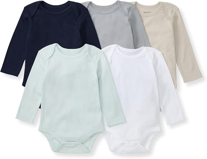 Burt's Bees Baby Bodysuits, Short Sleeve and Long Sleeve One-Pieces, 100% Organic Cotton