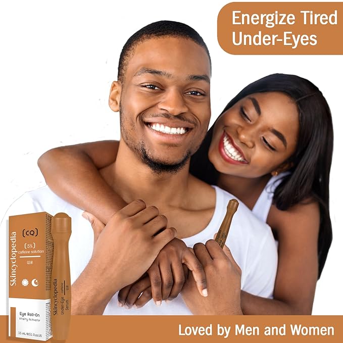 Under Eye Treatment, Roll-On + 3 Hydrogel Pads with Caffeine & Q10, Cooling Roller, Energizing Serum for Dark Circles, Puffiness Bags, Fine Lines & Wrinkles, Deep Hydration Activator.