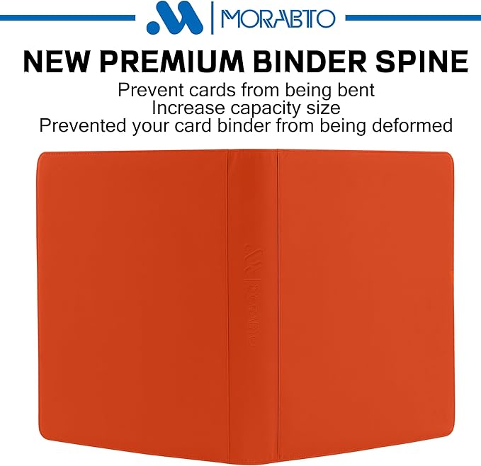 Top Loader Binder, Holds 640 Top Loaders,16 Pocket Top Loader Binders for 3" x 4" Rigid Cards,Top Loader Card Binder for Hard Plastic Top Loaders -Orange