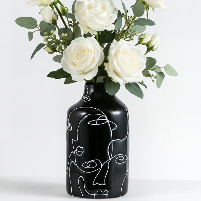 Kimdio Ceramic Vase Irregular face Design Decorative Flower Vase for Home Decor Living Room, Home, Office, Centerpiece,Table and Wedding