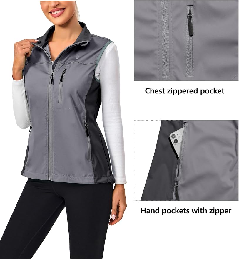 Little Donkey Andy Women's Lightweight Vest Windproof Sleeveless Jacket | Cycling Windproof Vest, Water-Repellent Stretch Shell, Lightweight Tennis Running Outerwear, Golf Hiking Workout Sleeveless