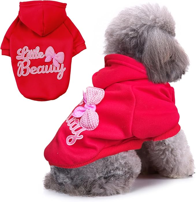 Jecikelon Winter Dog Hoodie Sweatshirts Warm Clothes for Small Dogs Chihuahua Coat Puppy Clothing Cat Custume (XX-Small, Y01-Red)