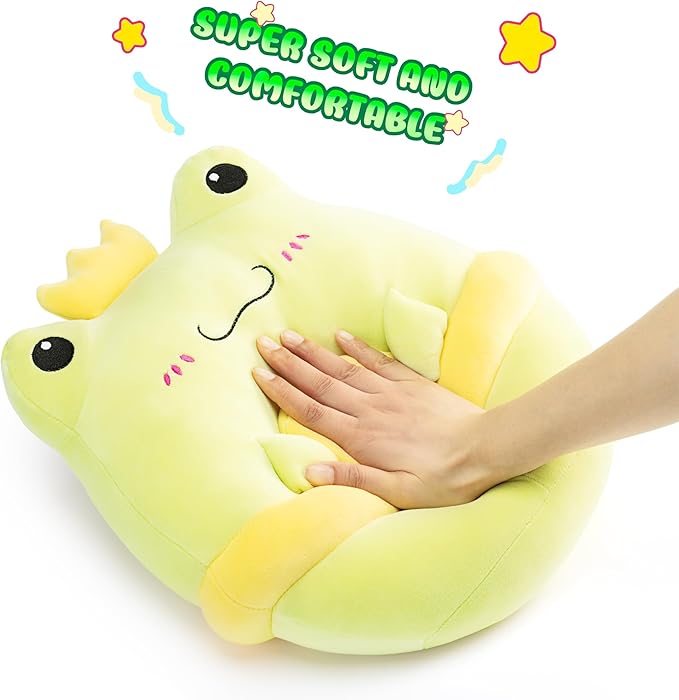 Original 13-inch Large Frog Plush Pillow Stuffed Animal Toy,Cute Soft Toys Fat Kawaii Hugging Pillows Big Size Cuddle Huggable Plushie,Gift for Kids Girls