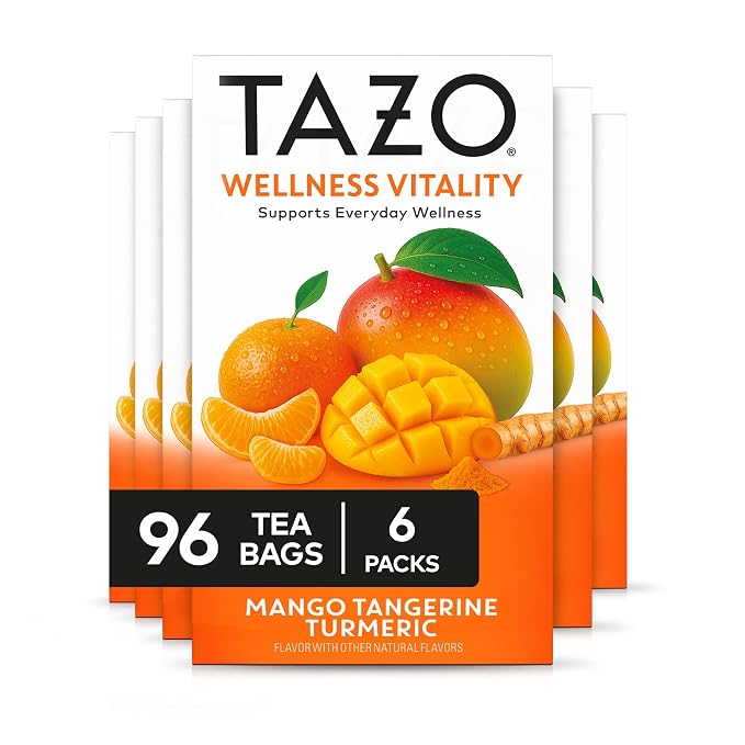 TAZO Wellness Vitality Mango Tangerine Turmeric Herbal Tea Bags - 16ct (6-Pack)