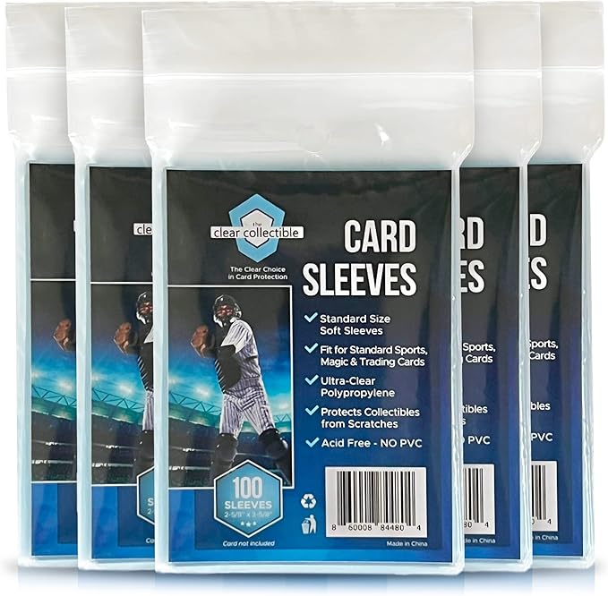 Penny Sleeves for Trading Cards 100 Count Clear Trading Card Sleeves for Baseball, Football, Basketball, Soccer, Pokemon, and MTG Collection. Quality Protection for All Collectors.