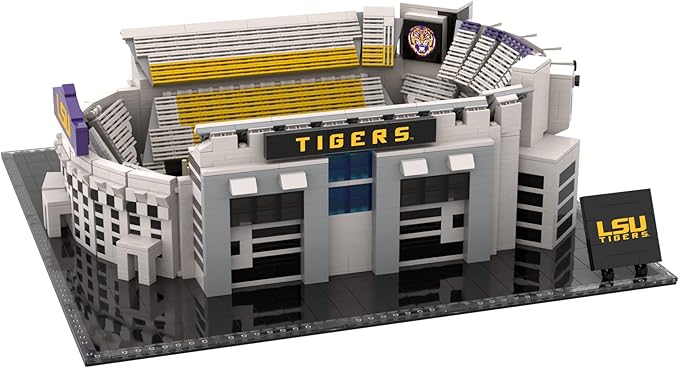 Pro-Lion LSU Tigers Stadium Building Kits - 2298 Pieces & Printed Decal Graphics | 3D Bricks Puzzle | Fighting Tigers Football Gifts for Boys, Men & Kids Aged 5+ | Games for Creative Fans